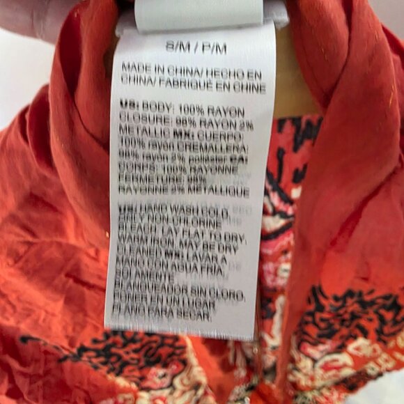 Chicos Red & Black Abstract Open Front Kimono S/M Made In China Rayon Blend - Picture 5 of 12